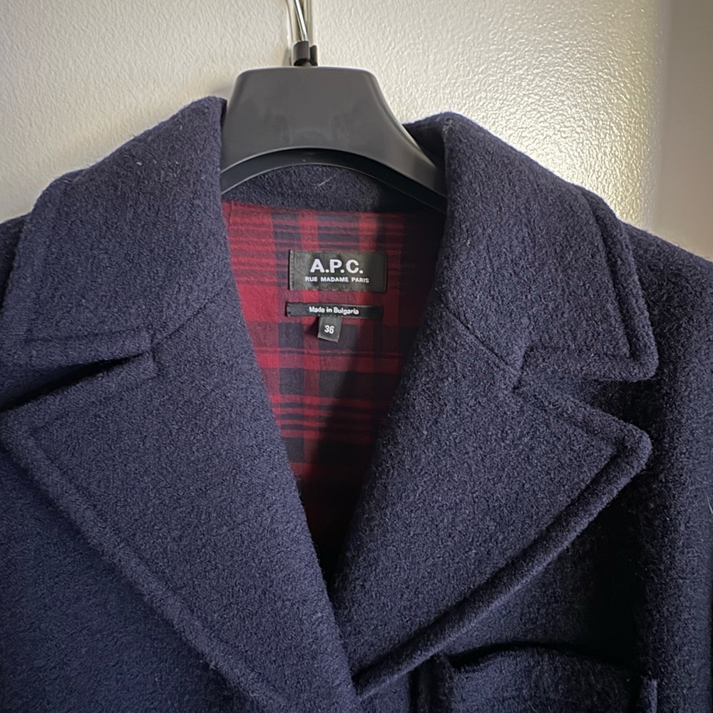 A.P.C. Dark Blue Wool Overcoat - Picture 4 of 7